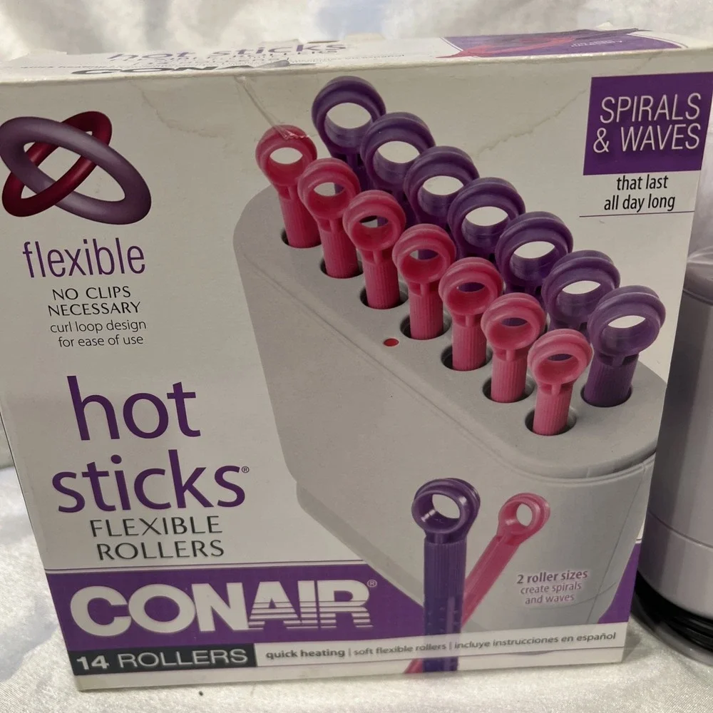 Conair Hot Sticks 14 Flexible Hair Curler Rollers Purple /‎ Pink  Clean Tested